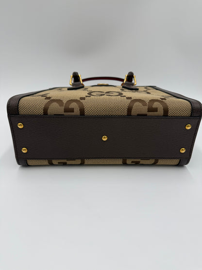 Gucci Diana Media Tote in Tessuto Jumbo GG e Bamboo Marrone - Pally Vintage Closet