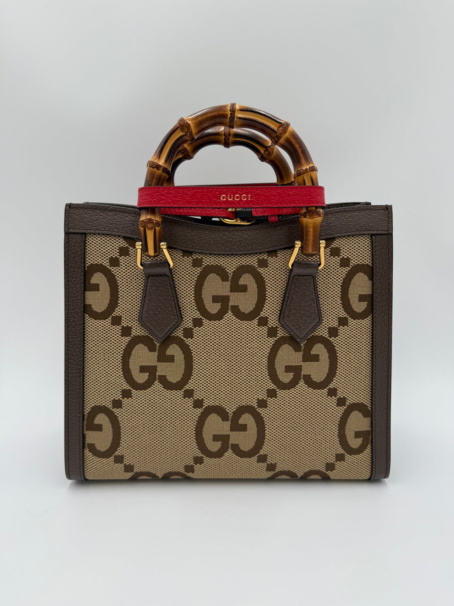 Gucci Diana Media Tote in Tessuto Jumbo GG e Bamboo Marrone - Pally Vintage Closet