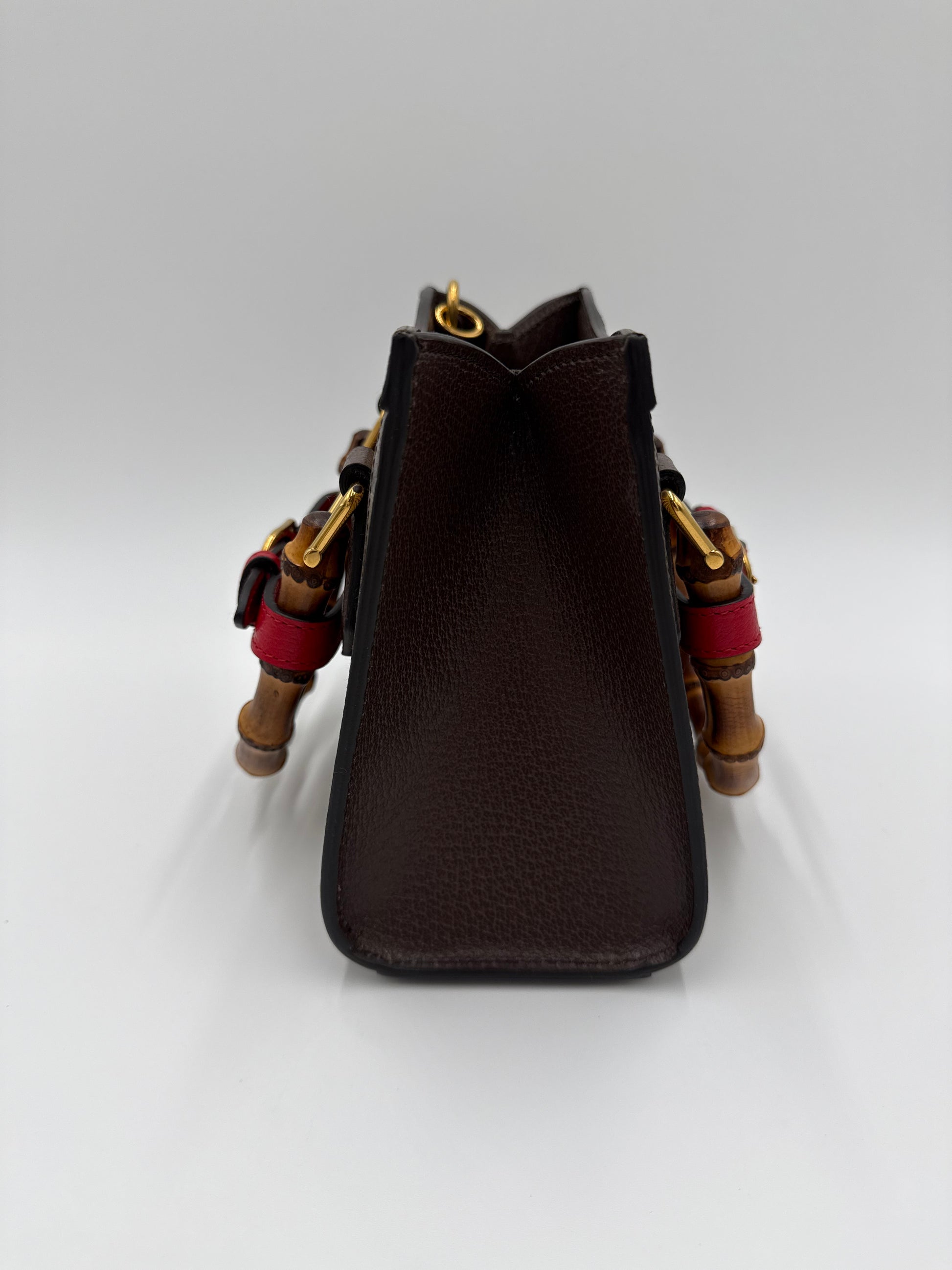 Gucci Diana Mini Tote in Tessuto Jumbo GG e Bamboo Marrone - Pally Vintage Closet