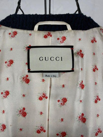 Gucci Giacca Cardigan in Tweed Web Stripe Bianco Blu - Pally Vintage Closet