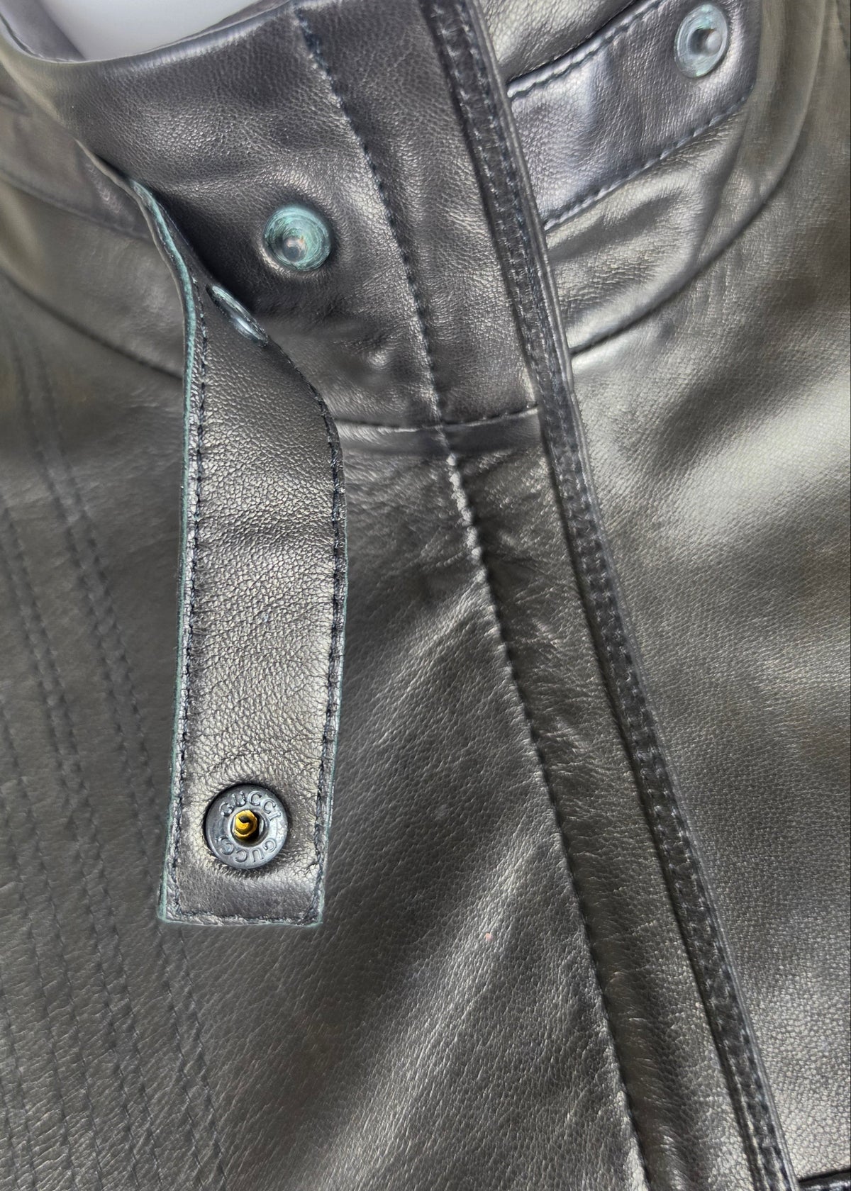 Gucci Giacca Tom Ford in Pelle con Cuciture Sagomate Nera - Pally Vintage Closet