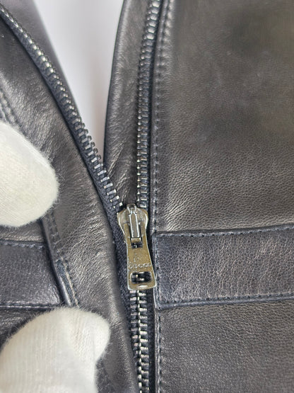 Gucci Giacca Tom Ford in Pelle con Cuciture Sagomate Nera - Pally Vintage Closet