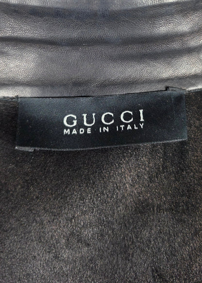 Gucci Giacca Tom Ford in Pelle con Cuciture Sagomate Nera - Pally Vintage Closet