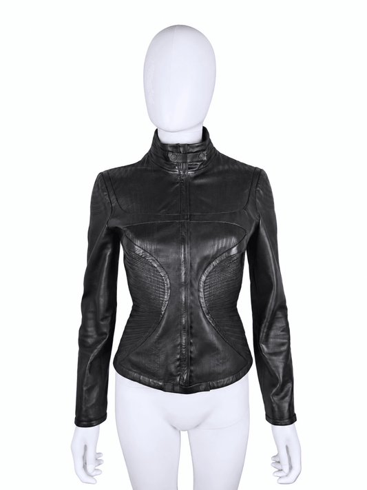 Gucci Giacca Tom Ford in Pelle con Cuciture Sagomate Nera - Pally Vintage Closet