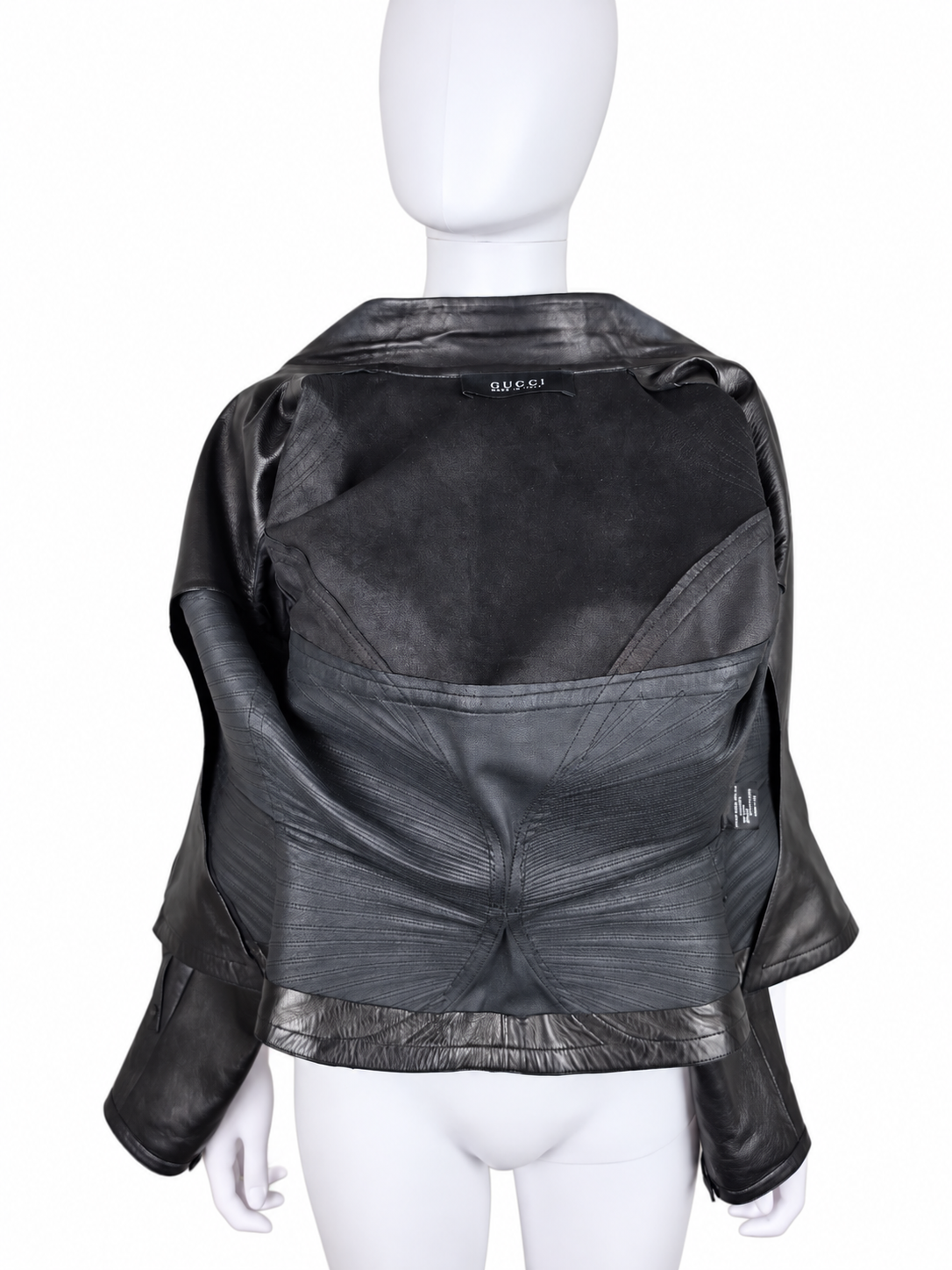 Gucci Giacca Tom Ford in Pelle con Cuciture Sagomate Nera - Pally Vintage Closet