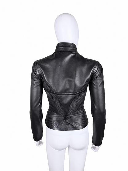 Gucci Giacca Tom Ford in Pelle con Cuciture Sagomate Nera - Pally Vintage Closet
