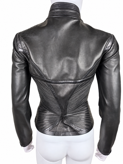 Gucci Giacca Tom Ford in Pelle con Cuciture Sagomate Nera - Pally Vintage Closet
