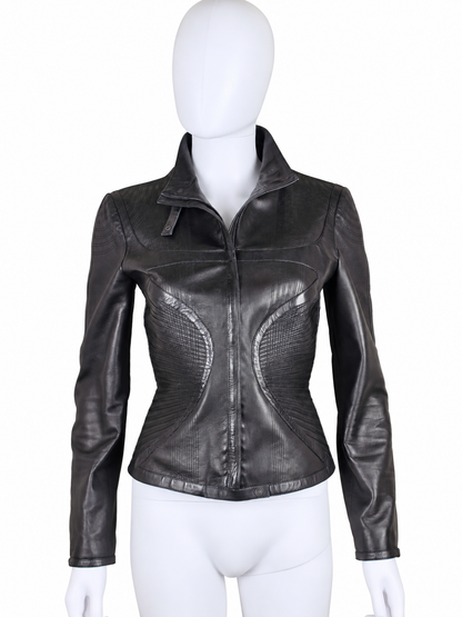 Gucci Giacca Tom Ford in Pelle con Cuciture Sagomate Nera - Pally Vintage Closet