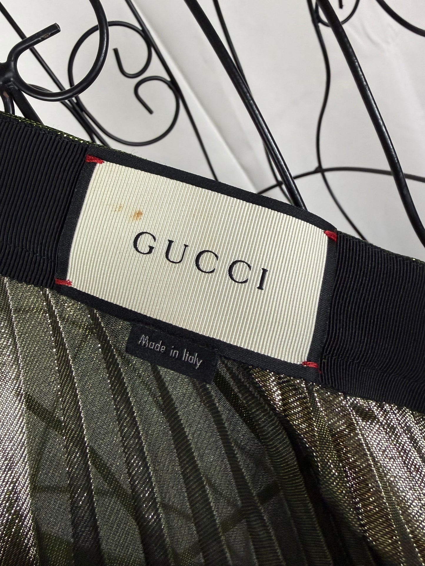 Gucci Gonna Lunga Plissettata Verde Smeraldo Metallizzato - Pally Vintage Closet