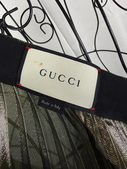 Gucci Gonna Lunga Plissettata Verde Smeraldo Metallizzato - Pally Vintage Closet