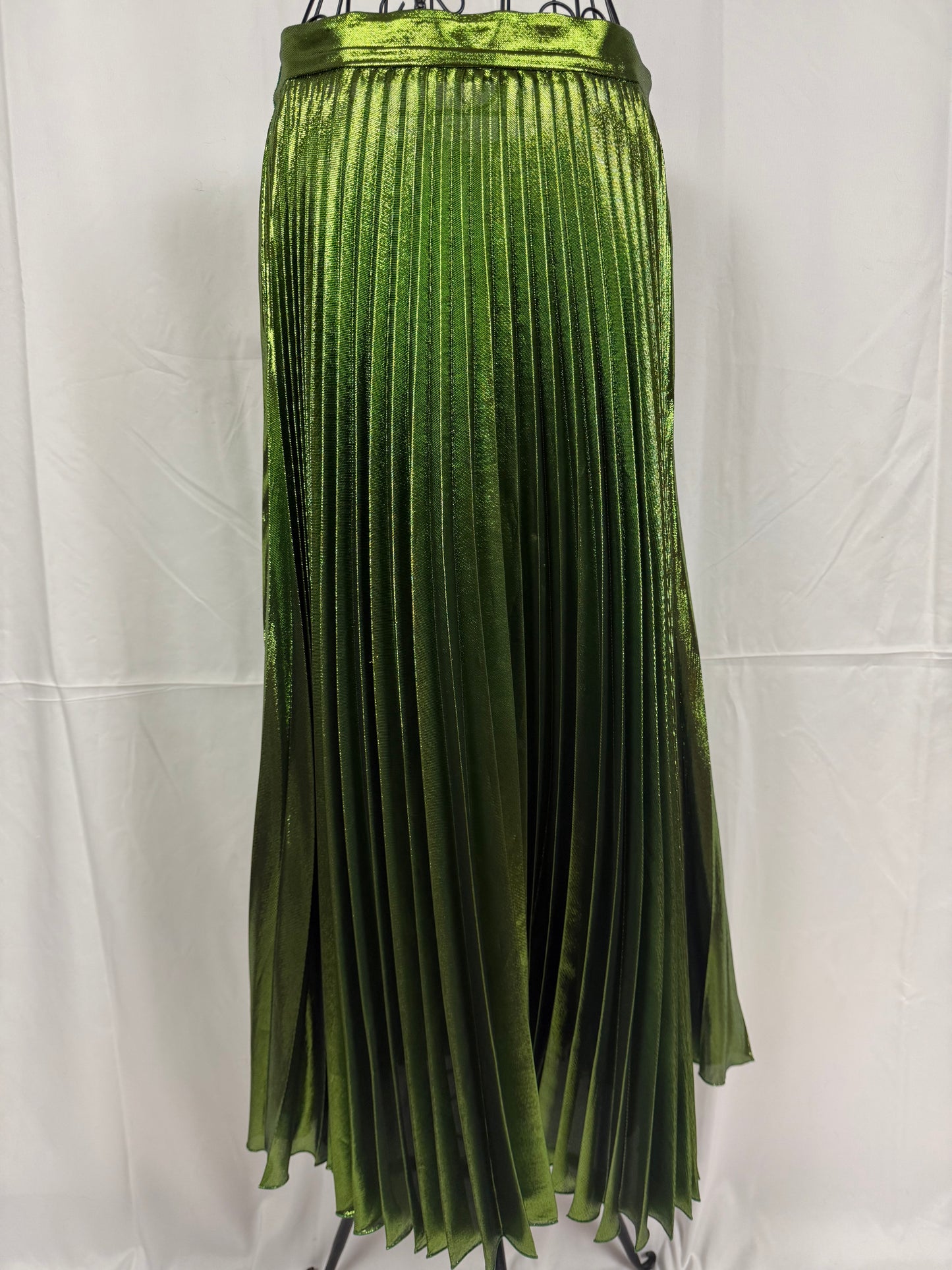 Gucci Gonna Lunga Plissettata Verde Smeraldo Metallizzato - Pally Vintage Closet