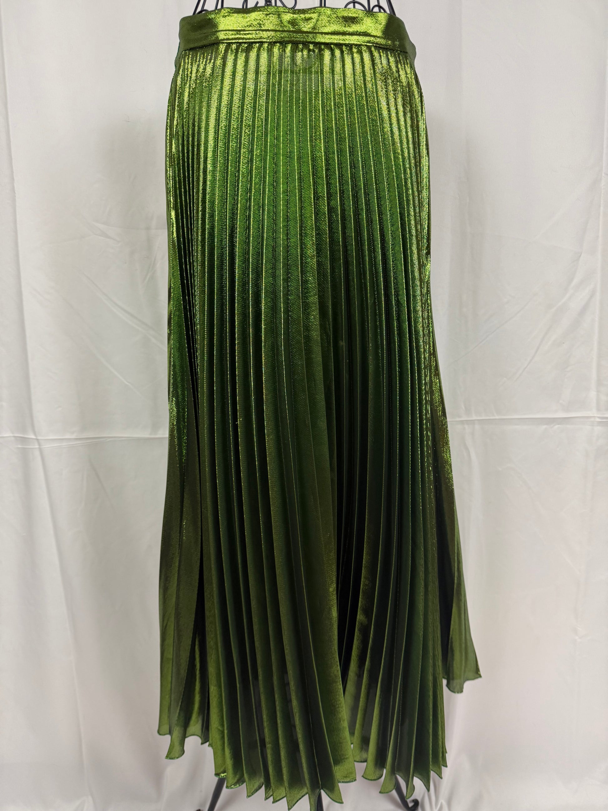 Gucci Gonna Lunga Plissettata Verde Smeraldo Metallizzato - Pally Vintage Closet