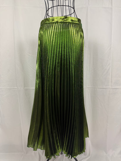 Gucci Gonna Lunga Plissettata Verde Smeraldo Metallizzato - Pally Vintage Closet