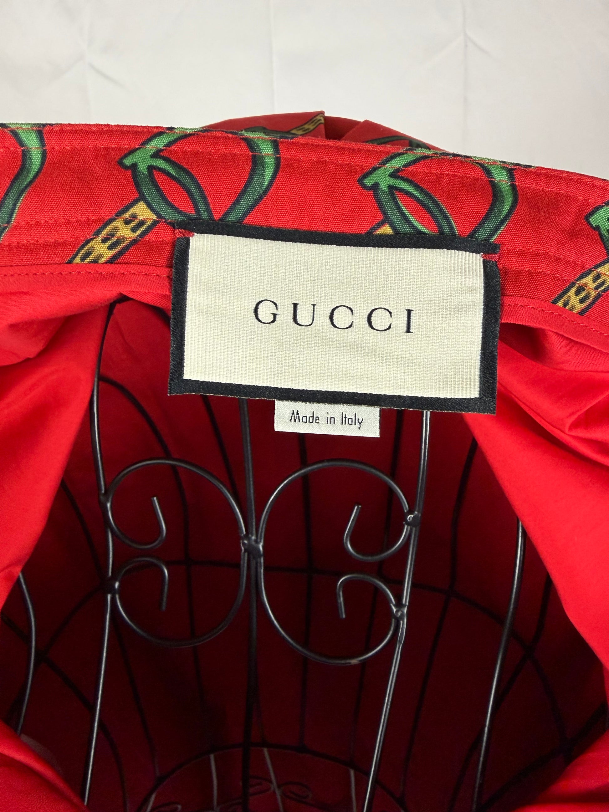 Gucci Gonna a Pieghe con Stampa Equestre Stirrup Midi Rossa - Pally Vintage Closet
