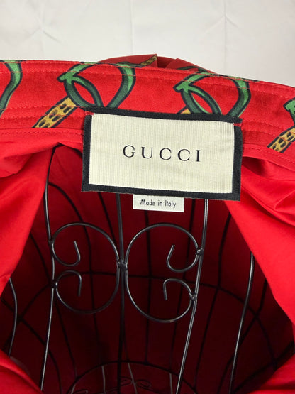 Gucci Gonna a Pieghe con Stampa Equestre Stirrup Midi Rossa - Pally Vintage Closet