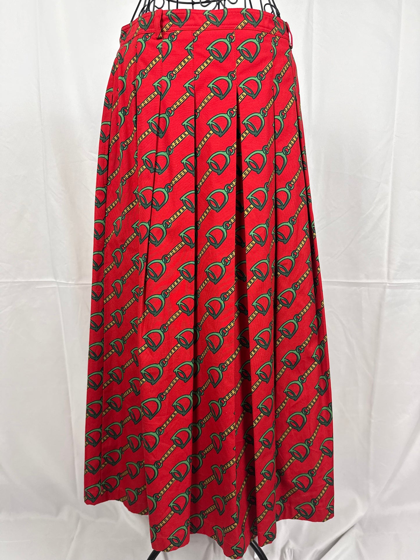 Gucci Gonna a Pieghe con Stampa Equestre Stirrup Midi Rossa - Pally Vintage Closet