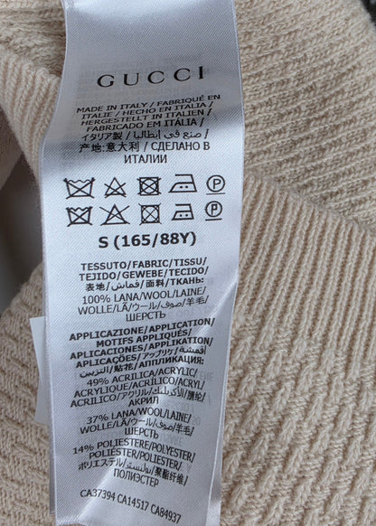 Gucci Maglioncino a Maniche Corte in Lana GG Apple Rosa Pallido - Pally Vintage Closet