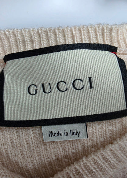 Gucci Maglioncino a Maniche Corte in Lana GG Apple Rosa Pallido - Pally Vintage Closet