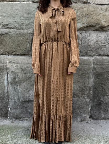 Gucci Maxi Vestito in Seta Jacquard GG Beige - Pally Vintage Closet