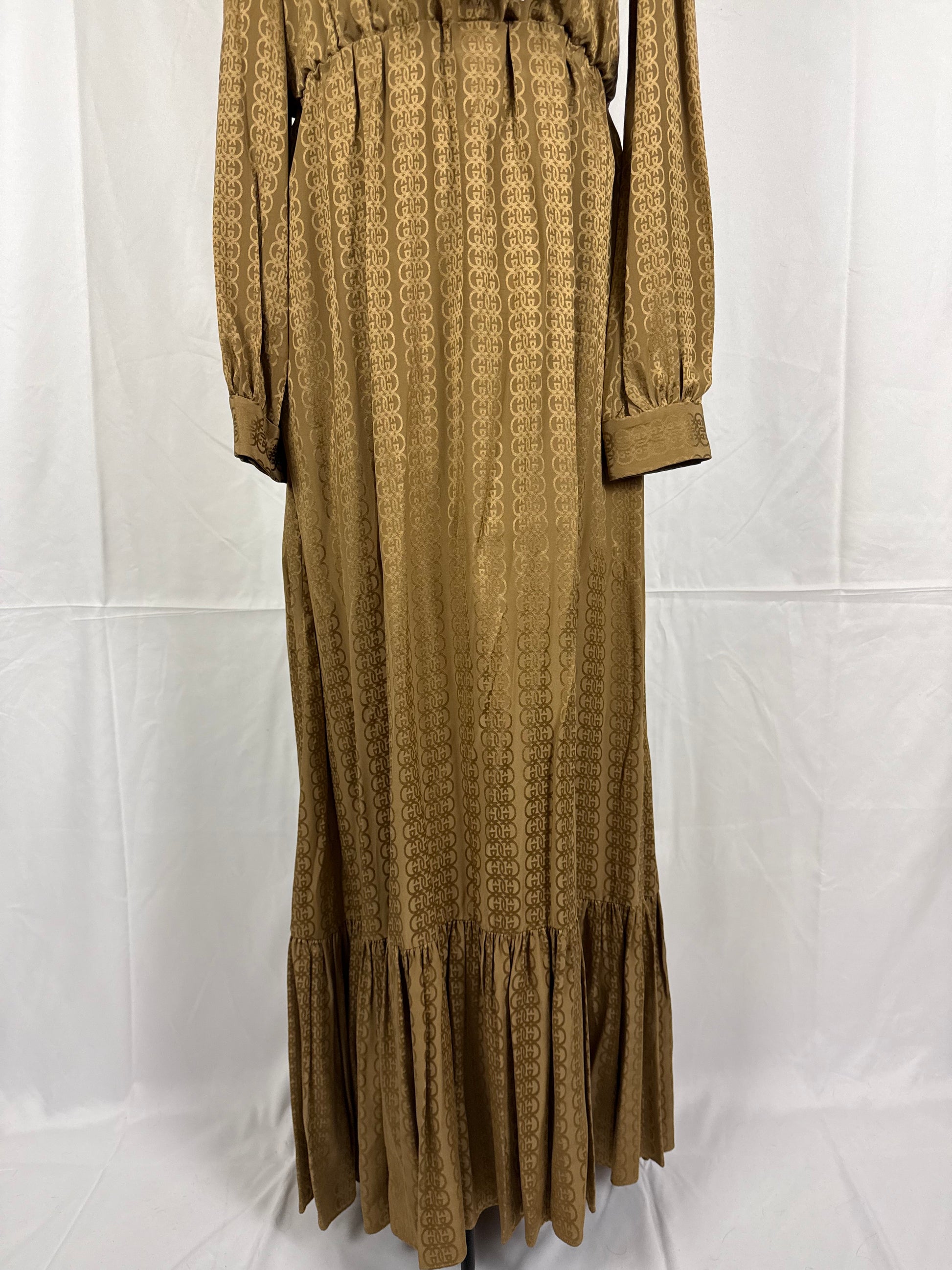Gucci Maxi Vestito in Seta Jacquard GG Beige - Pally Vintage Closet