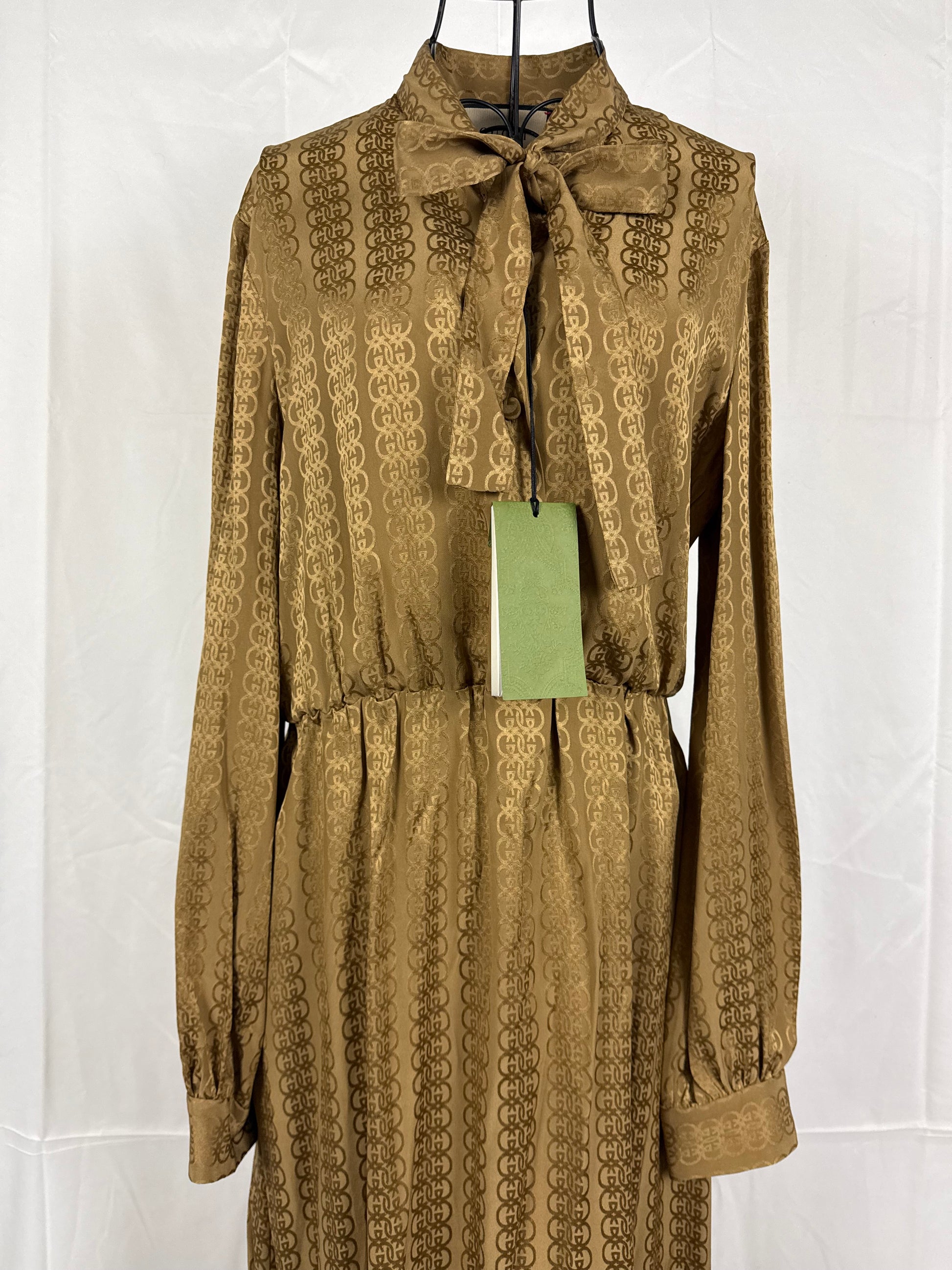 Gucci Maxi Vestito in Seta Jacquard GG Beige - Pally Vintage Closet