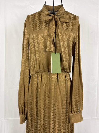 Gucci Maxi Vestito in Seta Jacquard GG Beige - Pally Vintage Closet