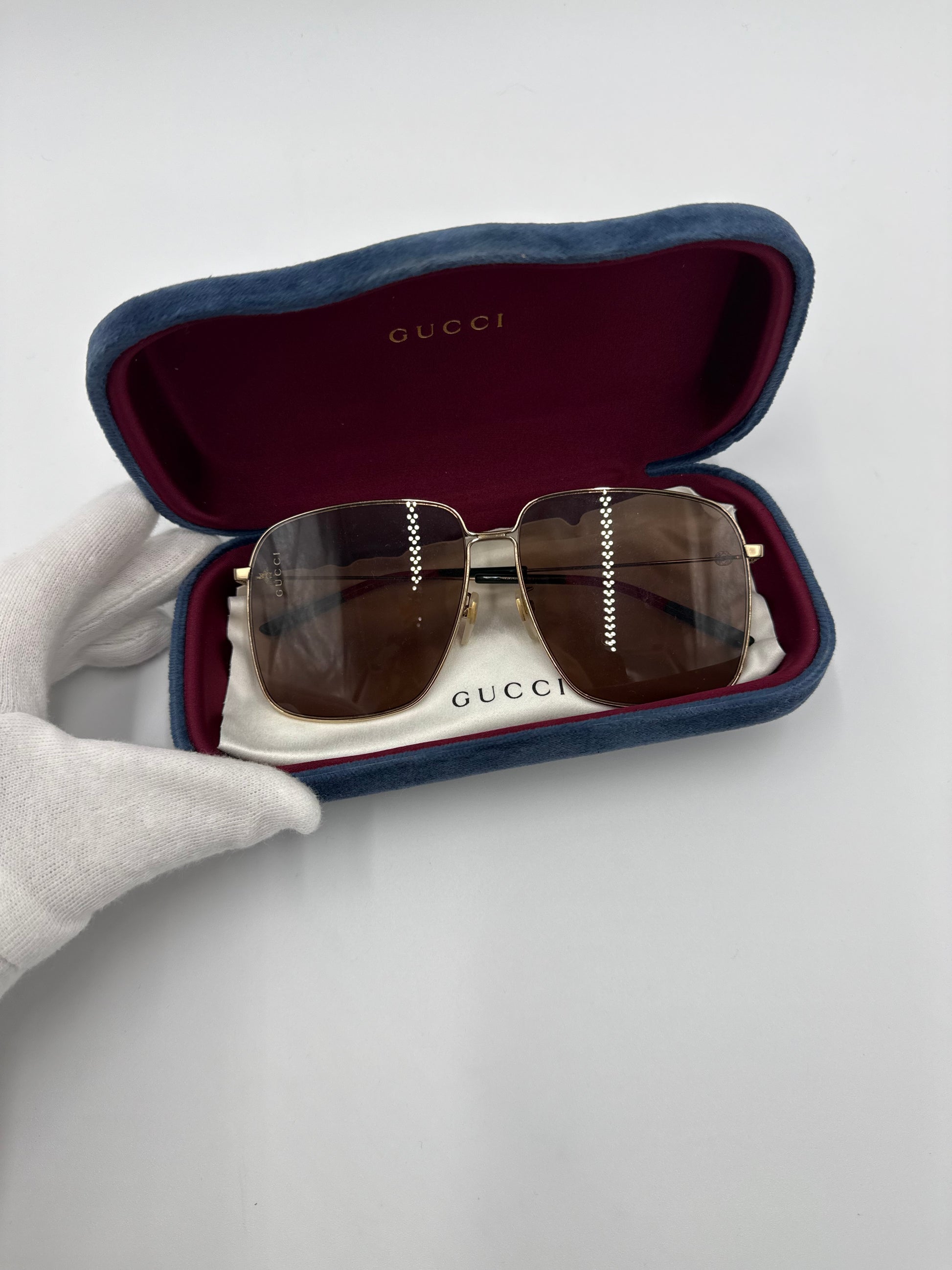 Gucci Occhiali da Sole Oversize Square Montatura Oro - Pally Vintage Closet