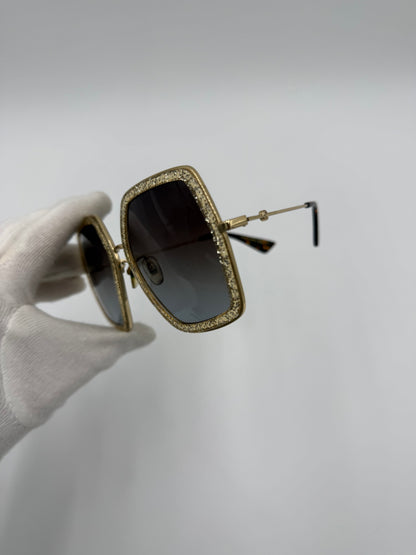 Gucci Occhiali da Sole Oversize con Glitter Oro - Pally Vintage Closet