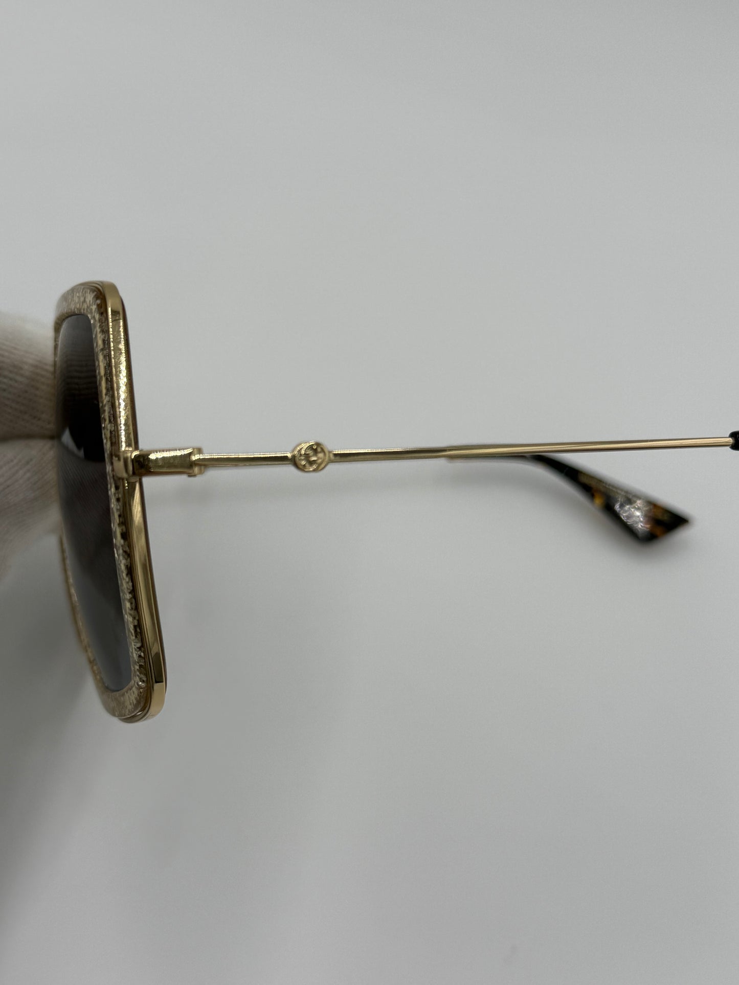 Gucci Occhiali da Sole Oversize con Glitter Oro - Pally Vintage Closet