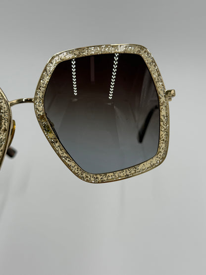 Gucci Occhiali da Sole Oversize con Glitter Oro - Pally Vintage Closet