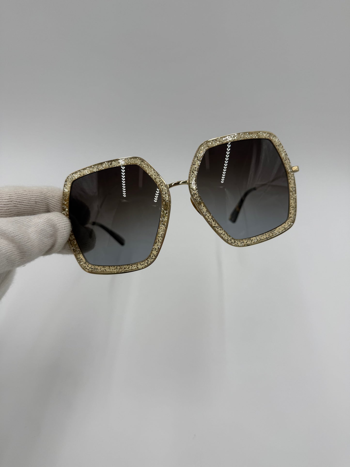 Gucci Occhiali da Sole Oversize con Glitter Oro - Pally Vintage Closet