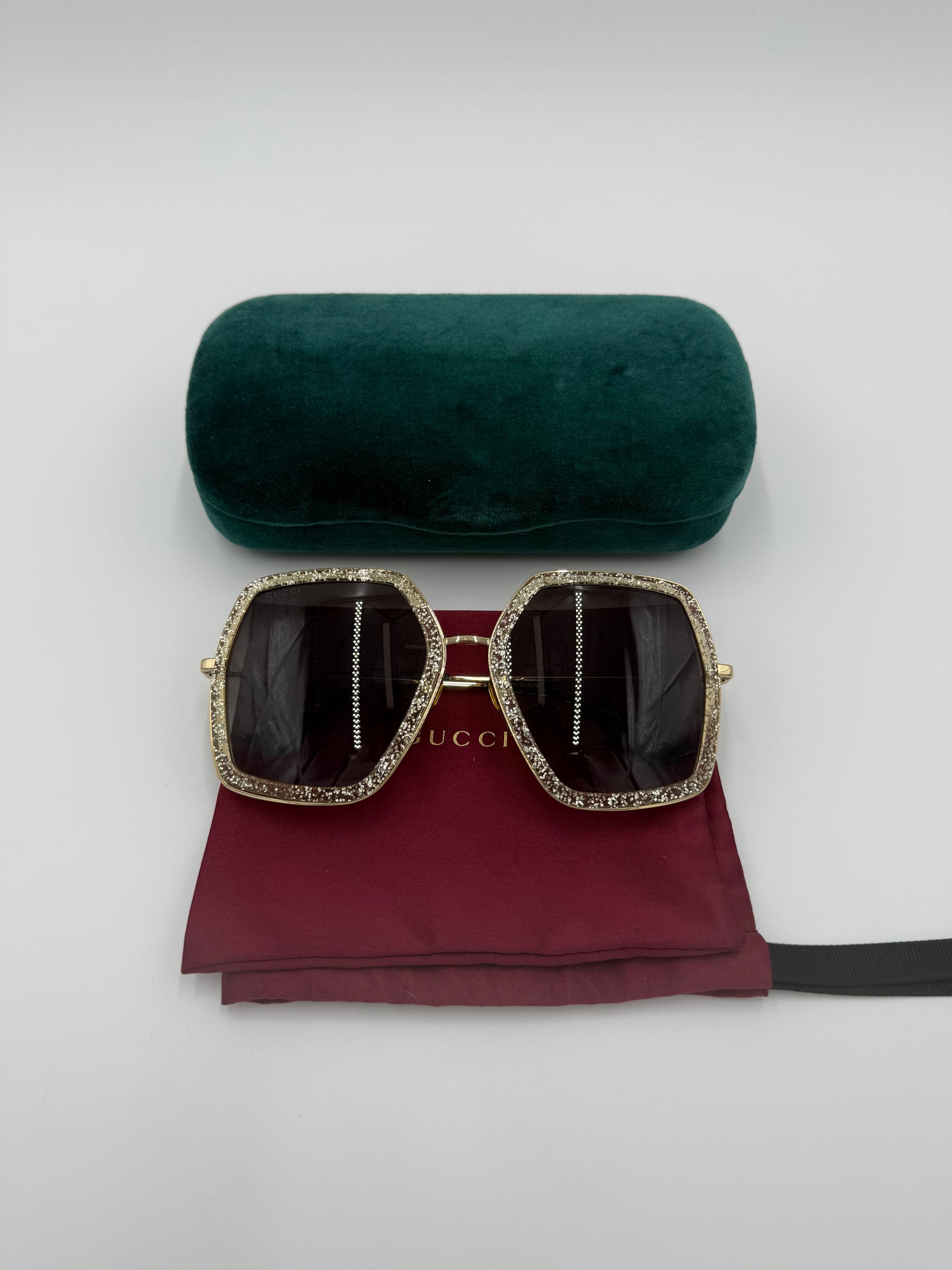 Gucci Occhiali da Sole Oversize con Glitter Oro - Pally Vintage Closet