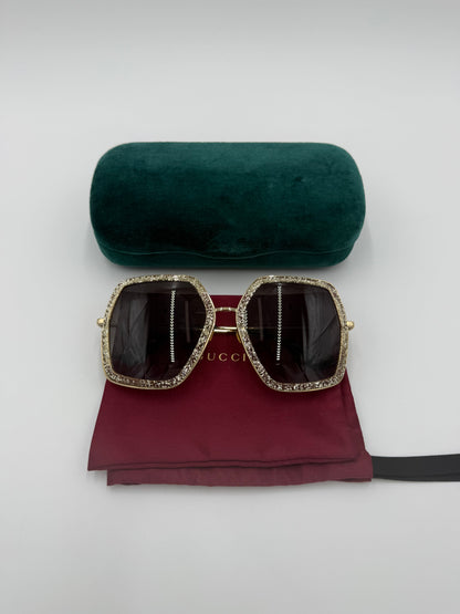 Gucci Occhiali da Sole Oversize con Glitter Oro - Pally Vintage Closet