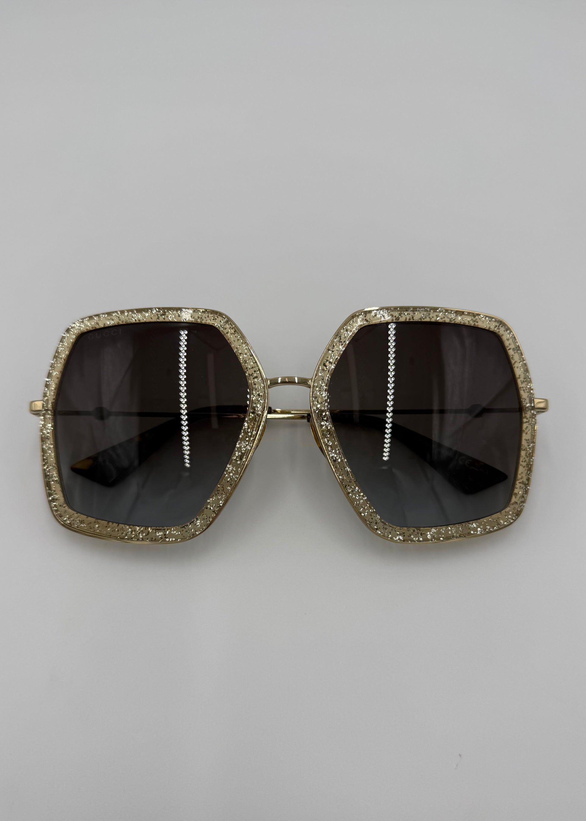 Gucci Occhiali da Sole Oversize con Glitter Oro - Pally Vintage Closet