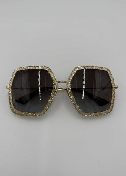 Gucci Occhiali da Sole Oversize con Glitter Oro - Pally Vintage Closet