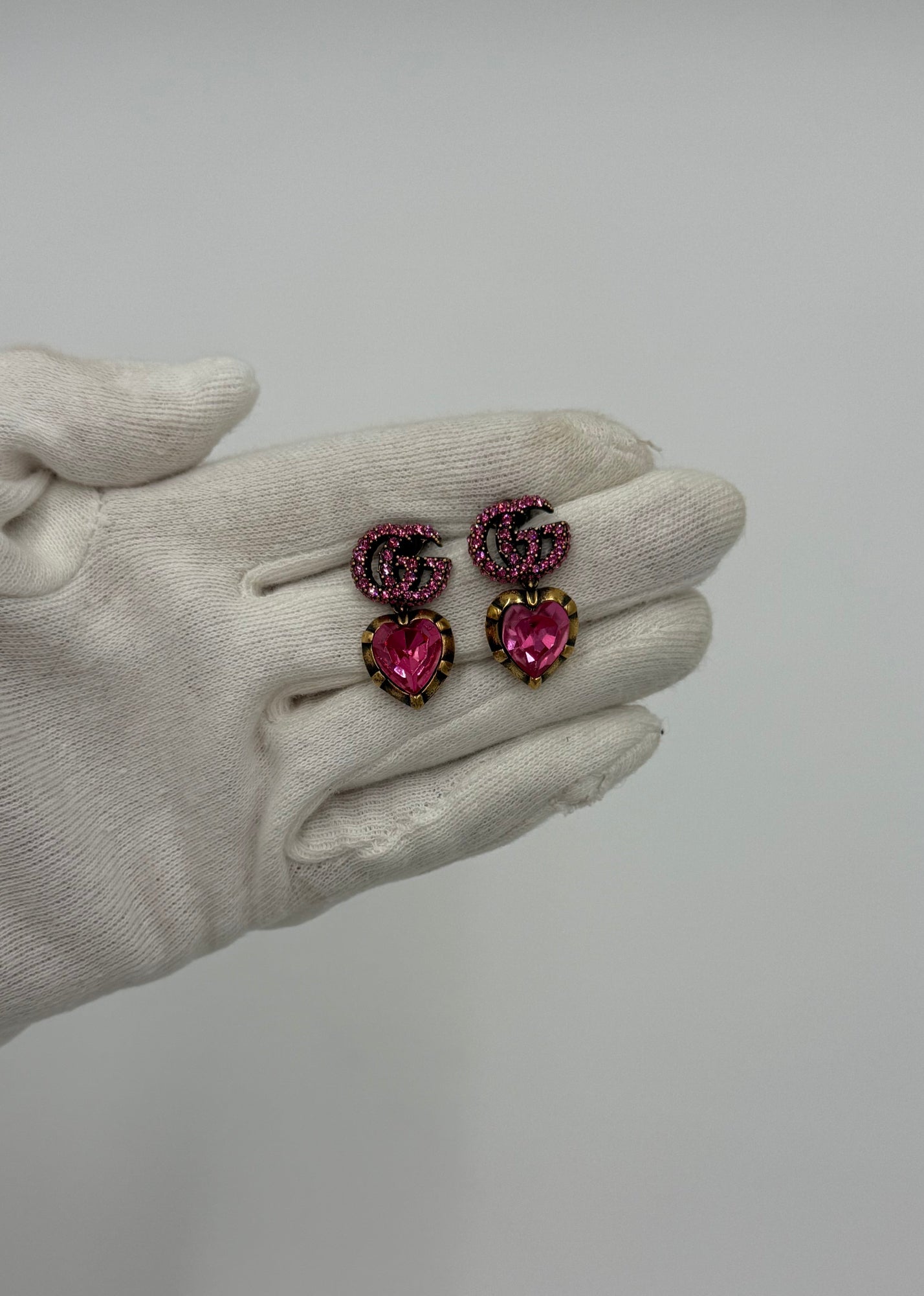 Gucci Orecchini GG Marmont con Cristalli Rosa