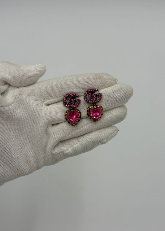 Gucci Orecchini GG Marmont con Cristalli Rosa