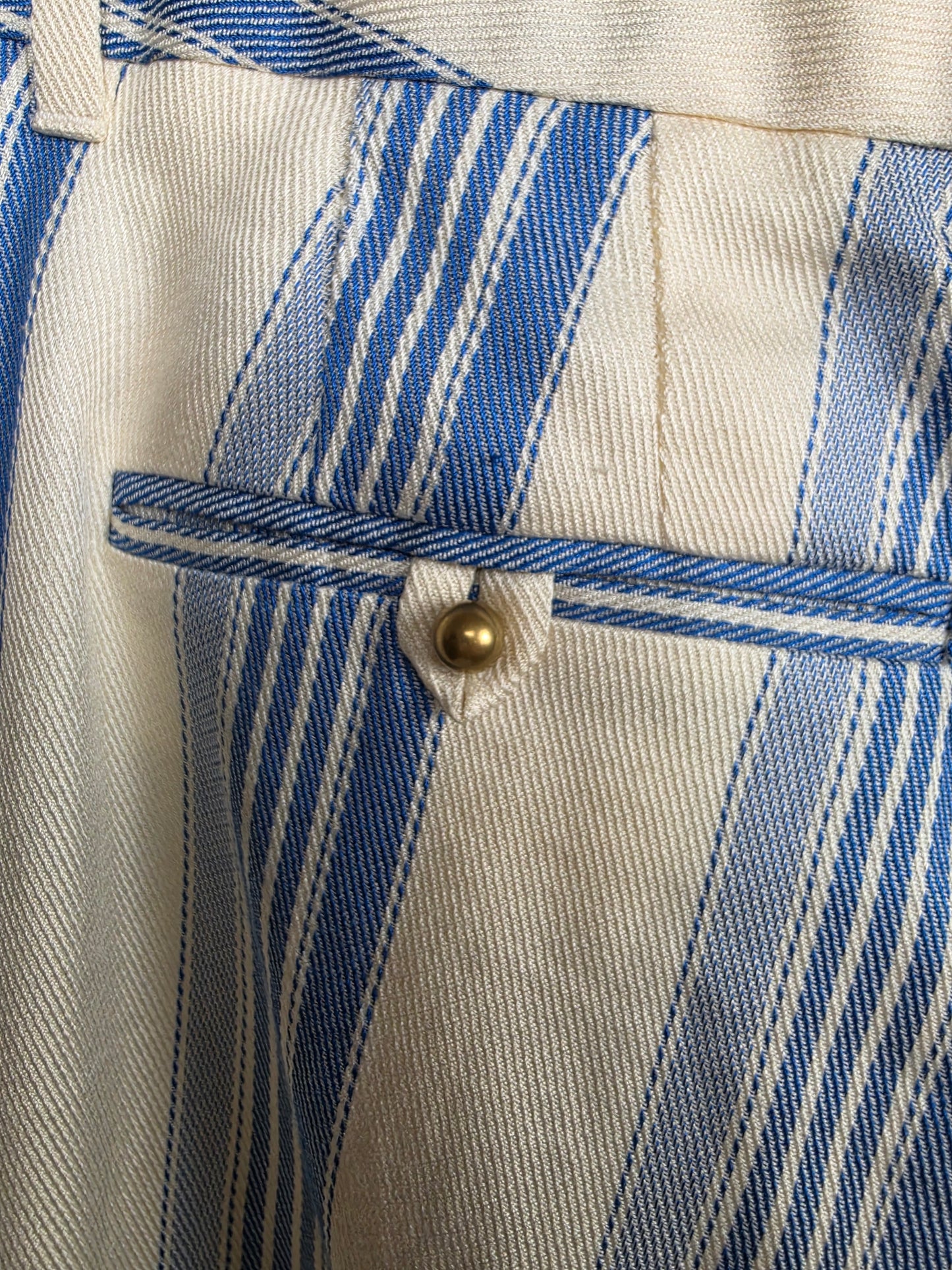 Gucci Pantaloni Sartoriali Estivi Vintage a Righe Bianchi e Celesti - Pally Vintage Closet