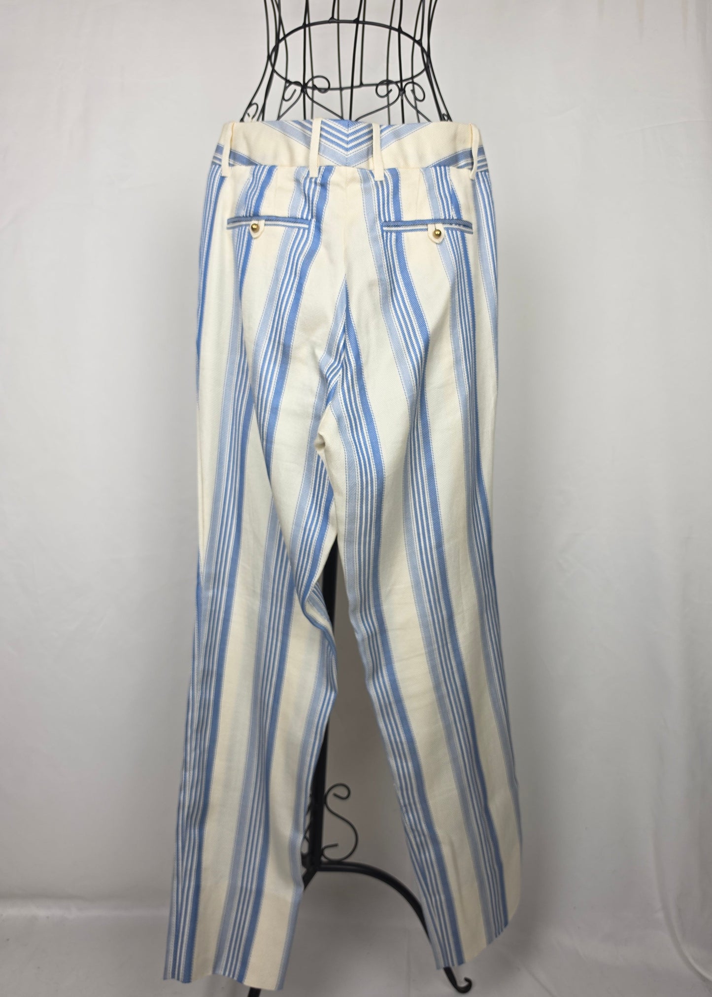 Gucci Pantaloni Sartoriali Estivi Vintage a Righe Bianchi e Celesti - Pally Vintage Closet