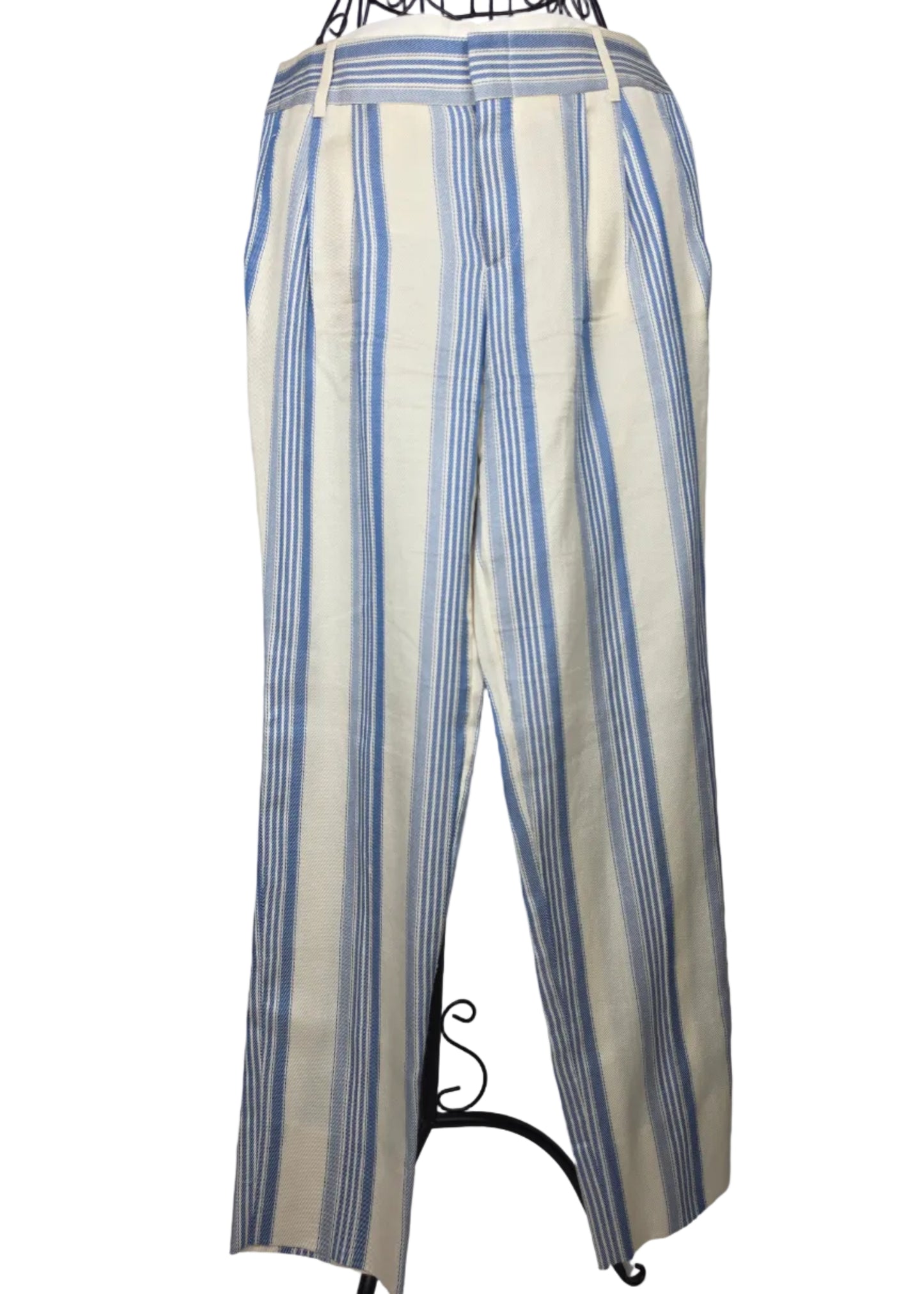 Gucci Pantaloni Sartoriali Estivi Vintage a Righe Bianchi e Celesti - Pally Vintage Closet