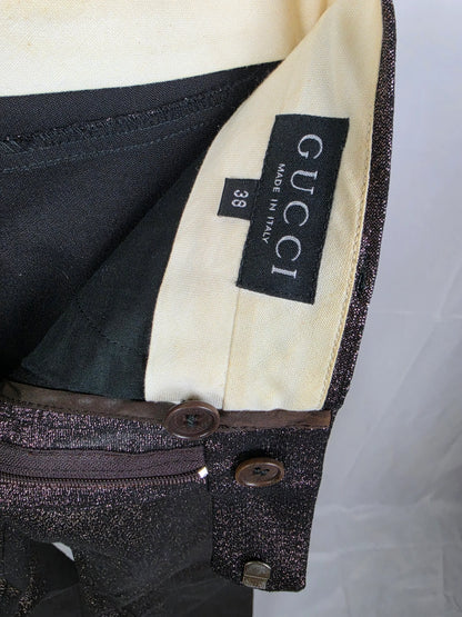 Gucci-Pantaloni-Vintage-1997-by-Tom-Ford-Metallizzato-Marrone-70134042984772 - Pally Vintage Closet