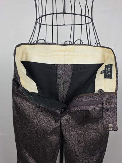 Gucci-Pantaloni-Vintage-1997-by-Tom-Ford-Metallizzato-Marrone-70134043017540 - Pally Vintage Closet