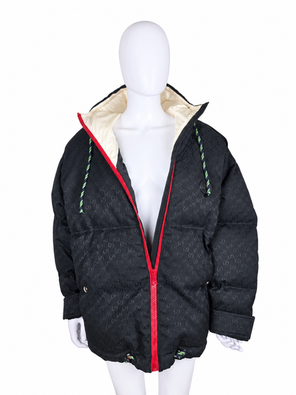 Gucci Piumino GG Cotton Canvas Puffer con Cappuccio e Zip Nero - Pally Vintage Closet
