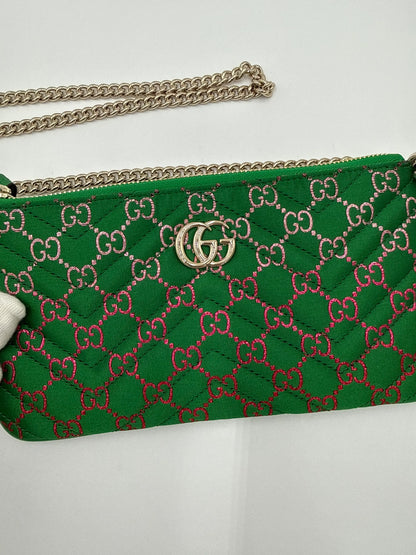 Gucci-Pochette-GG-Marmont-Mini-Matelass-in-Tessuto-Verde-70314469622084 - Pally Vintage Closet