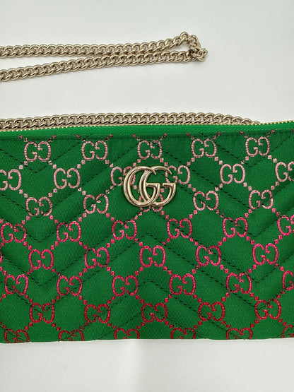 Gucci-Pochette-GG-Marmont-Mini-Matelass-in-Tessuto-Verde-70314469654852 - Pally Vintage Closet