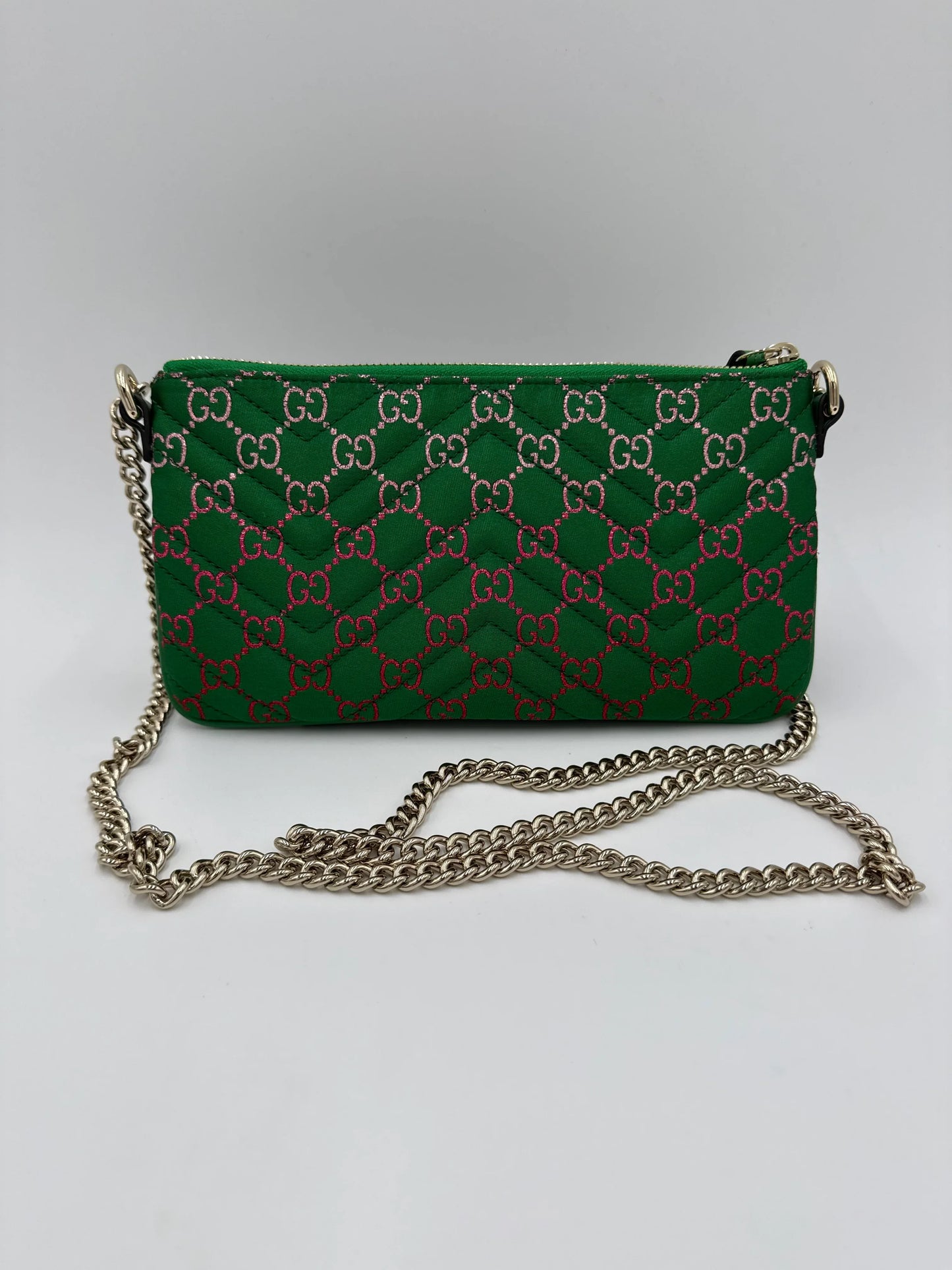 Gucci-Pochette-GG-Marmont-Mini-Matelass-in-Tessuto-Verde-70314469949764 - Pally Vintage Closet
