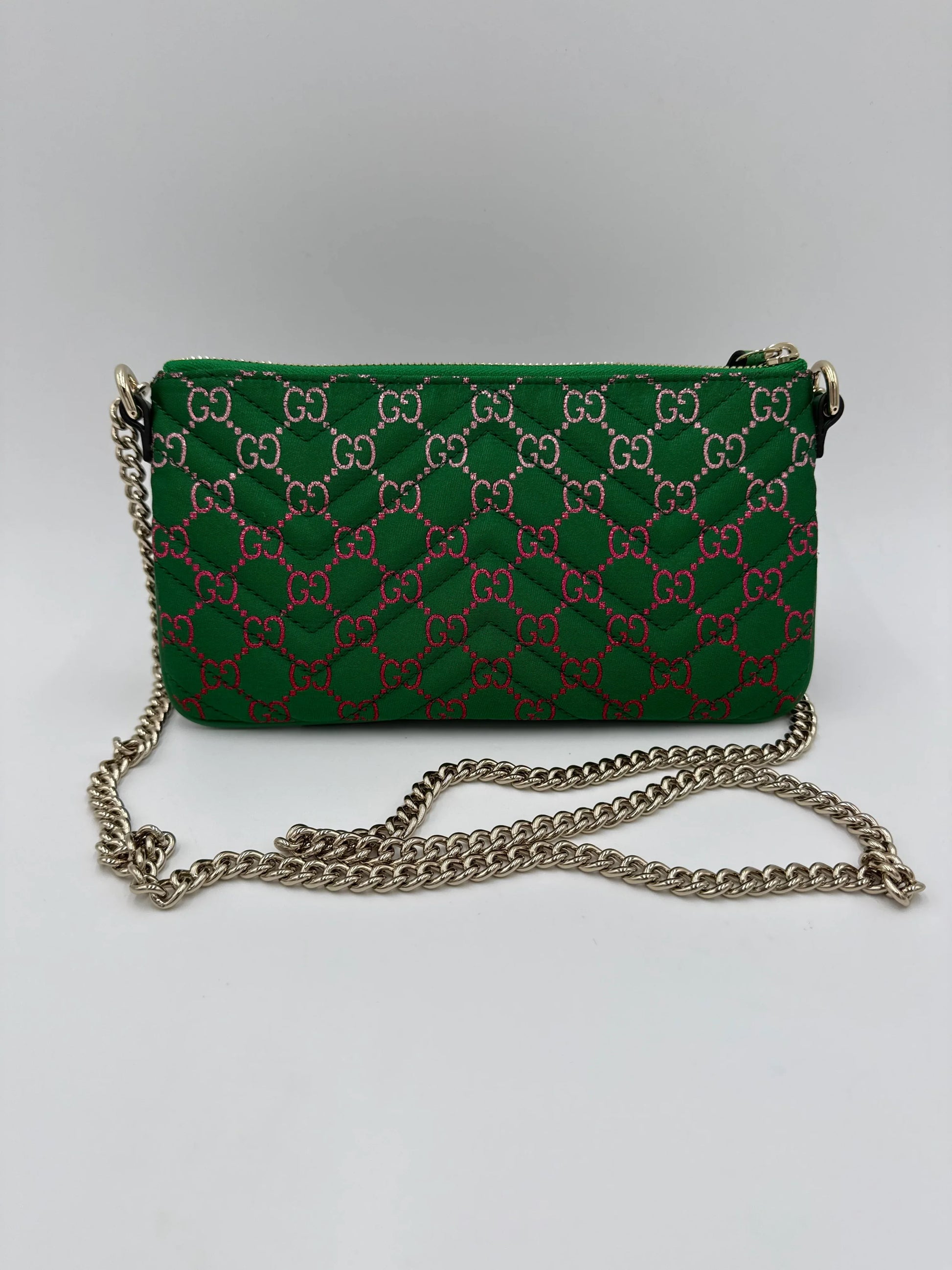 Gucci-Pochette-GG-Marmont-Mini-Matelass-in-Tessuto-Verde-70314469949764 - Pally Vintage Closet