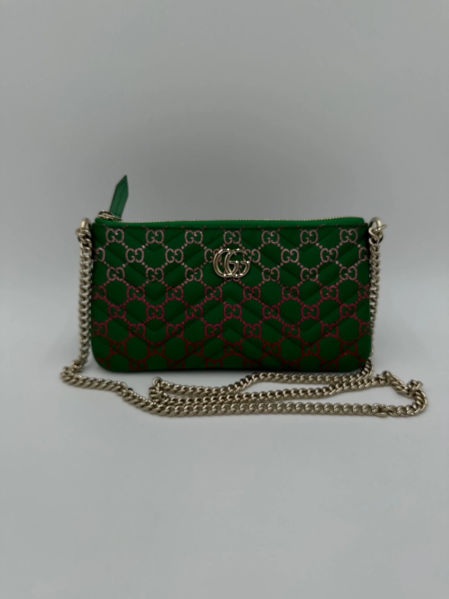 Gucci-Pochette-GG-Marmont-Mini-Matelass-in-Tessuto-Verde-70314469982532 - Pally Vintage Closet