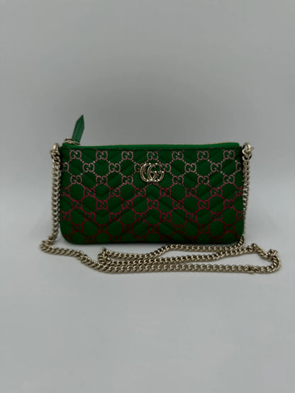 Gucci-Pochette-GG-Marmont-Mini-Matelass-in-Tessuto-Verde-70314469982532 - Pally Vintage Closet