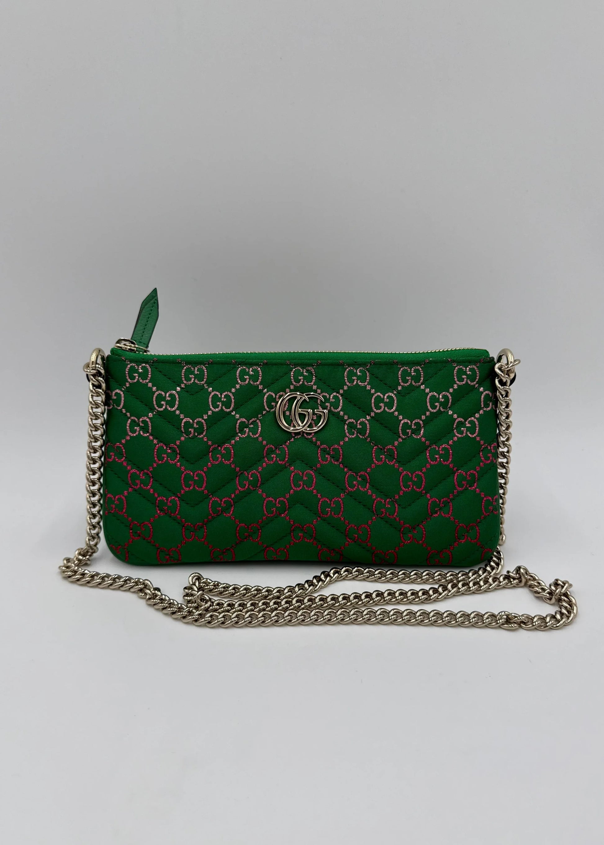 Gucci-Pochette-GG-Marmont-Mini-Matelass-in-Tessuto-Verde-70314470048068 - Pally Vintage Closet